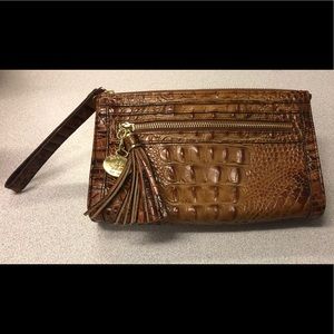 Brahmin Anna Pecan Brown Leather Wristlet